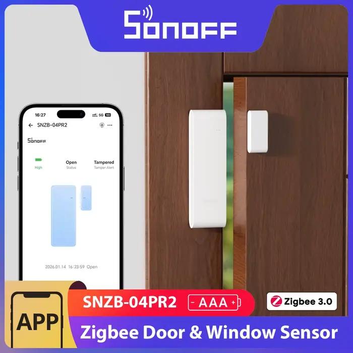 SONOFF SNZB-04PR2 SenseGuard DW Gen2 Capteur de porte/fenêtre Zigbee Sécurité active avec alertes de manigouillage Surveillance par application via ZBBridge-P