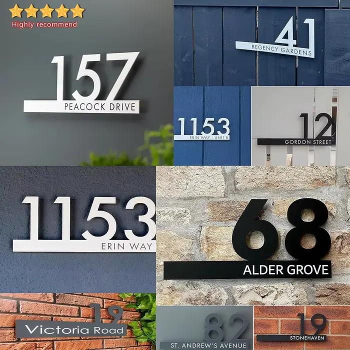 Plaque numéro de maison extérieur Personnalisée en Acrylique Imperméable