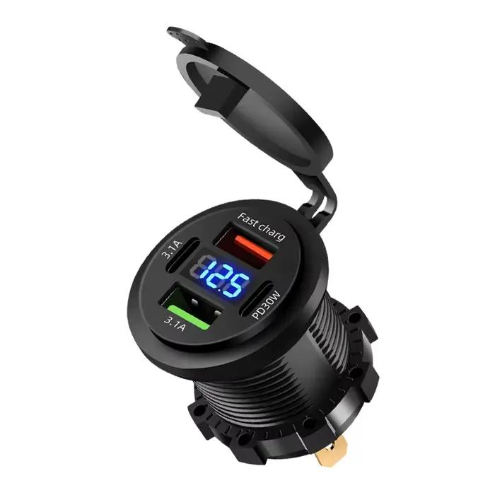 Prise de chargeur de voiture double type-c et double USB