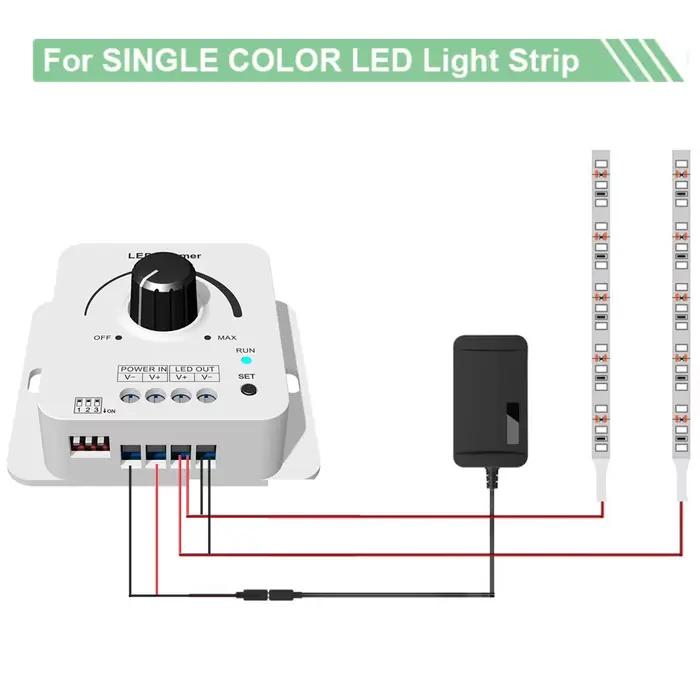Variateur de bande lumineuse LED avec effet de décoloration DC12V-24V 8