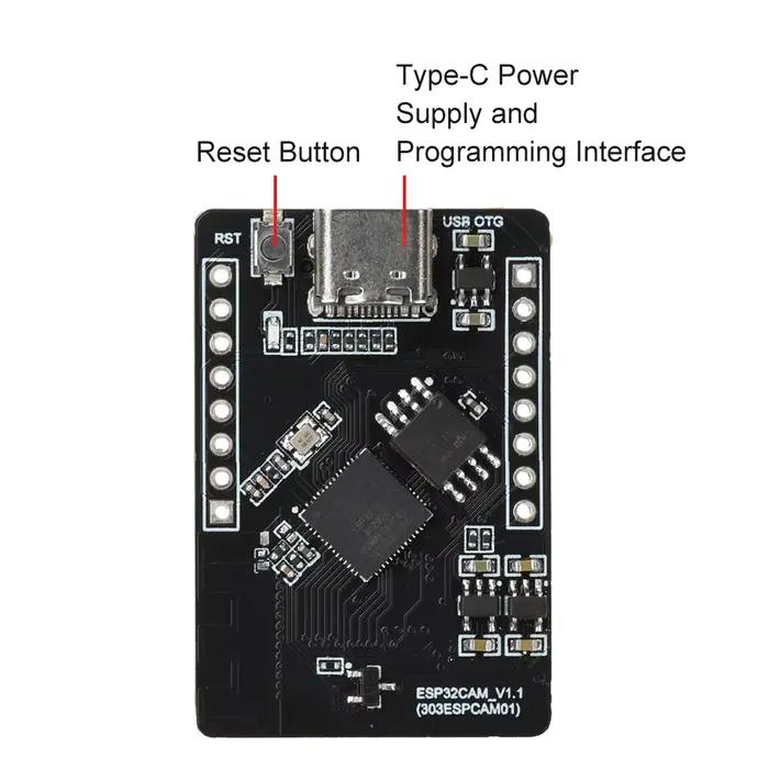 Carte de développement ESP32 S3 CAM WiFi BT avec Module de reconnaissance visuelle associé à une caméra OV2640 Type C
