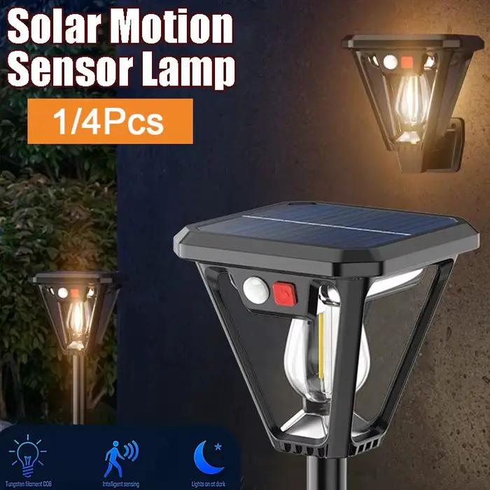 1/4 pièces capteur de mouvement solaire lumière extérieure éclairage étanche double usage lampe de pelouse et applique murale pour jardin ou porche