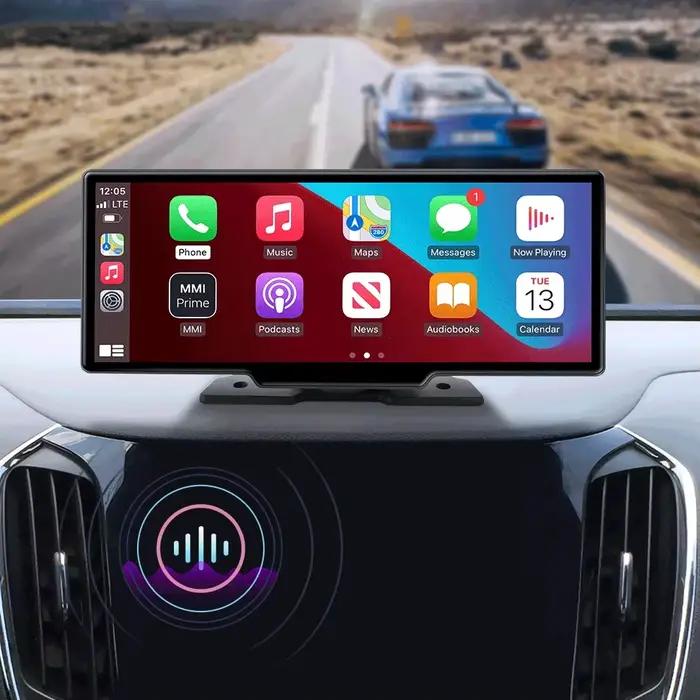 10.26 ''Tape Cam 4K voiture miroir lecteur vidéo sans fil Carplay Android Auto GPS