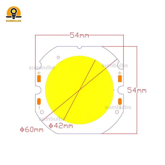 SUMBcorde BS-Source lumineuse LED COB, diamètre 54x54mm, 42mm, 10W, 20W, 30W