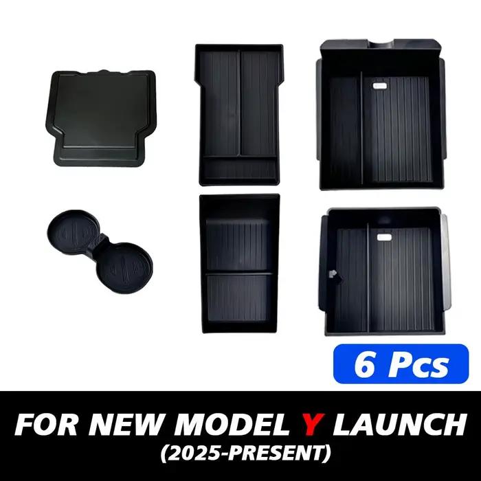 Pour Tesla Nouveau Modèle Y Launch Juniper : Tapis antidérapant en silicone ABS pour console et boîte de rangement
