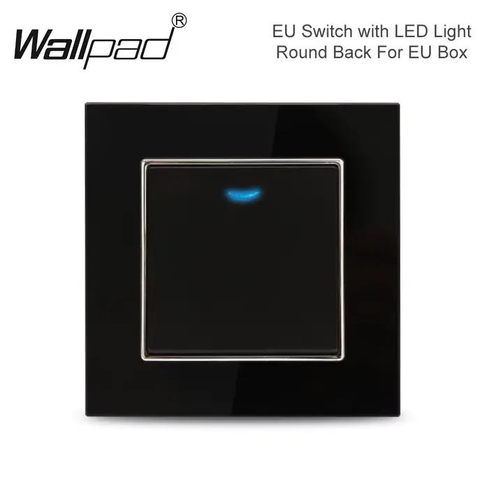 1 2 3 Gang EU interrupteur avec indicateur LED Wallpad verre cristal noir 110 V-250 V 2 voies croix bascule bouton