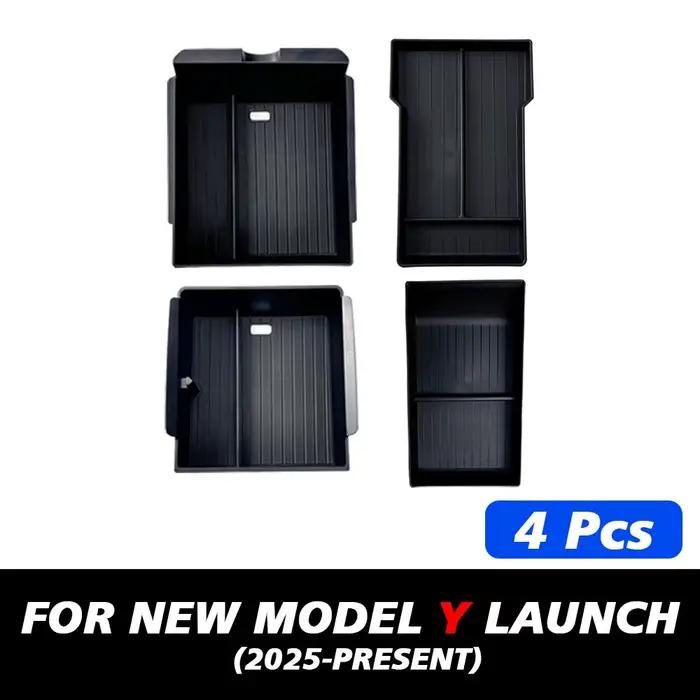 Pour Tesla Nouveau Modèle Y Launch Juniper : Tapis antidérapant en silicone ABS pour console et boîte de rangement