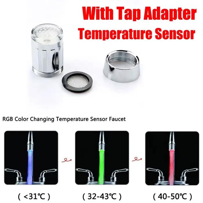 Douche veilleuse lampe capteur hydroélectrique Led lumières robinet tête température détectable veilleuses pour salle de bain plusieurs couleurs
