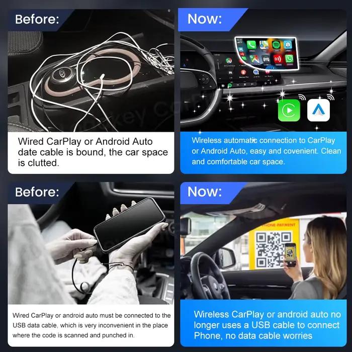 5.0 & CarlinKit 4.0 sans fil CarPlay Android Auto Waze musique Spotify