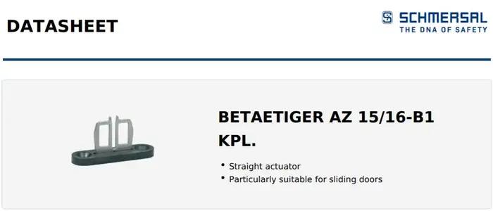Interrupteur de sécurité avec actionneur séparé AZ 15 BETAETIGER AZ 15/16-B1 KPL.