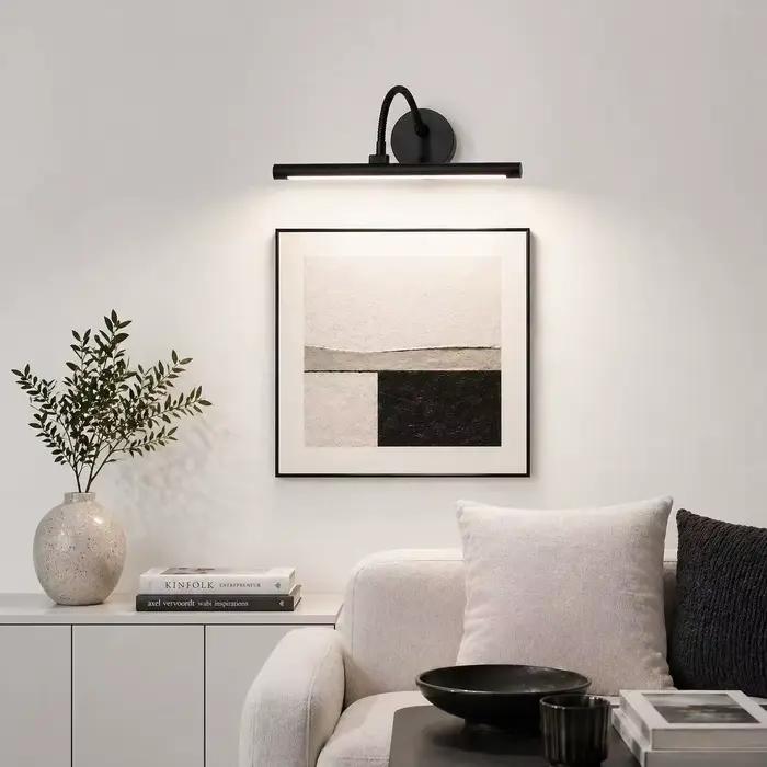 Lampe à LED sans fil rechargeable noire pour tableau mural avec télécommande