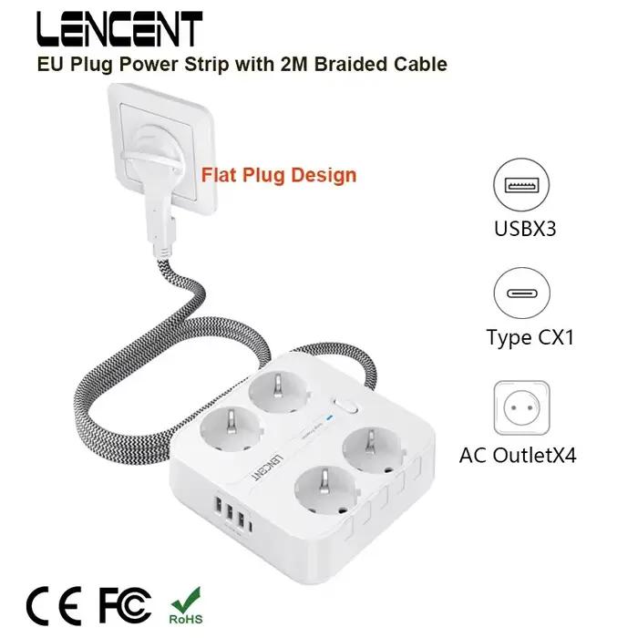 Multiprise EU Plug avec interrupteur pour la maison et le bureau