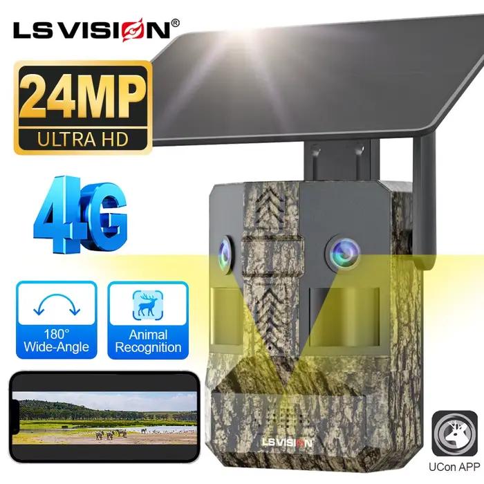 LS VISION 20MP 180 ° Caméra de chasse solaire 4G à double objectif