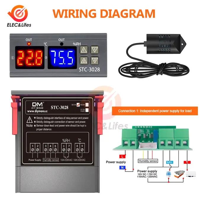 Numérique Contrôleur d'humidité STC-3028 12V 24V 220V 10A citations Accueil Thermorégulateur Hygromètre pour incubateur