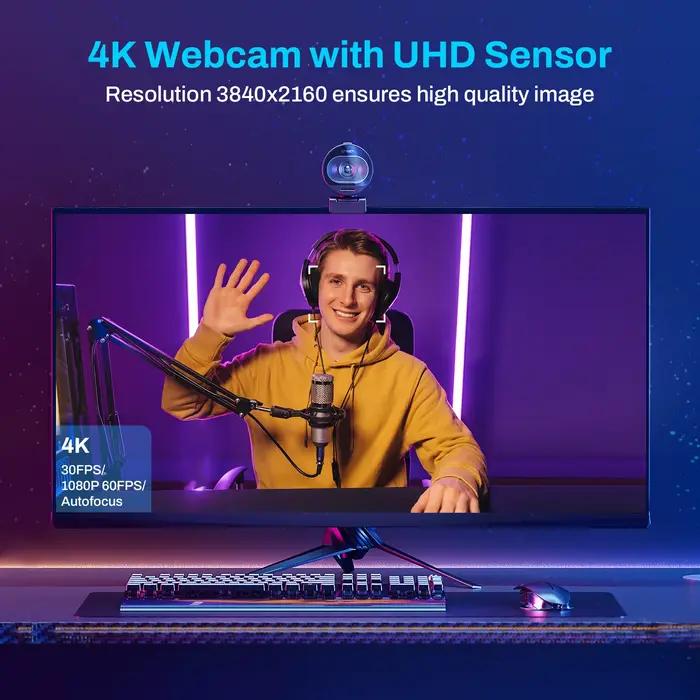 Webcam 4K 1080P 60FPS avec autofocus