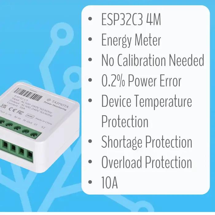Tasmota Matter MQTT ESP32C3 Mini relais surveillance de puissance 10A fonctionne avec Home Assistant