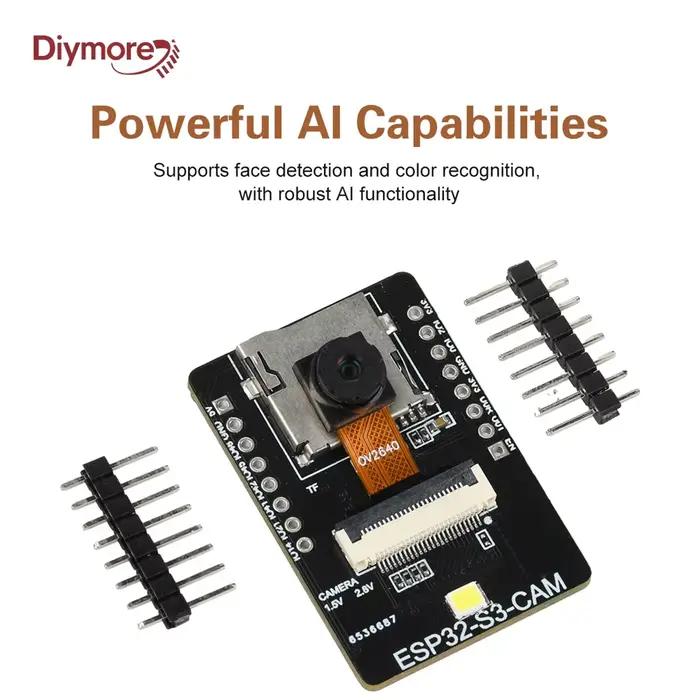 Carte de développement ESP32 S3 CAM WiFi BT avec Module de reconnaissance visuelle associé à une caméra OV2640 Type C