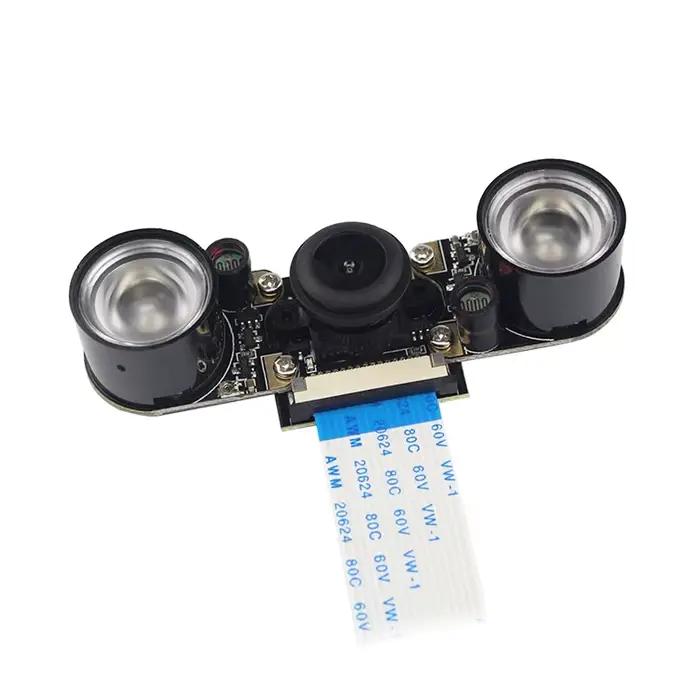 Caméra de Vision nocturne Raspberry Pi avec 2 lumières infrarouges 5MP OV5647 Webcam 75 175