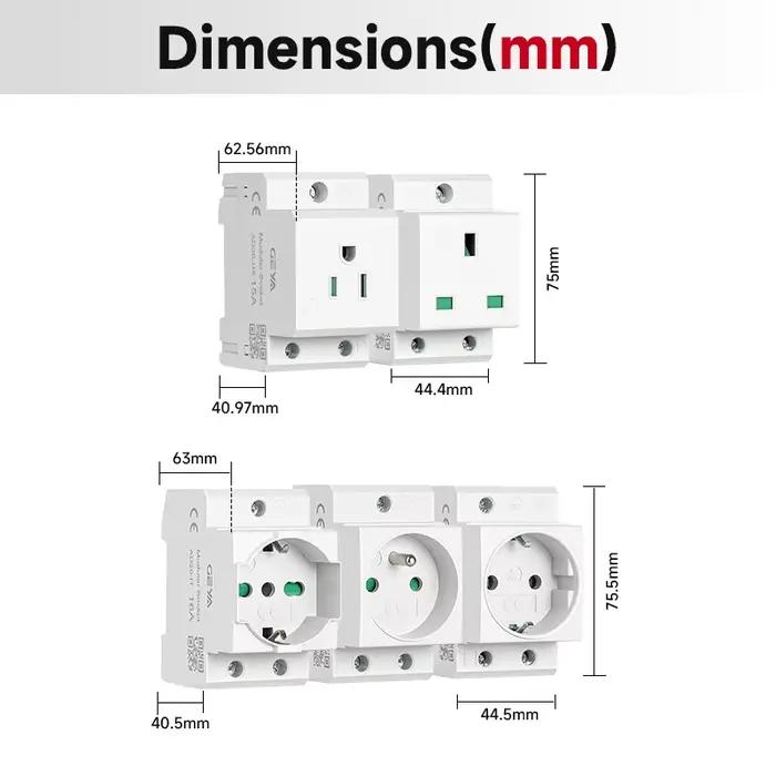Prise modulaire encastrée sur rail DIN GEYA pour armoire de distribution