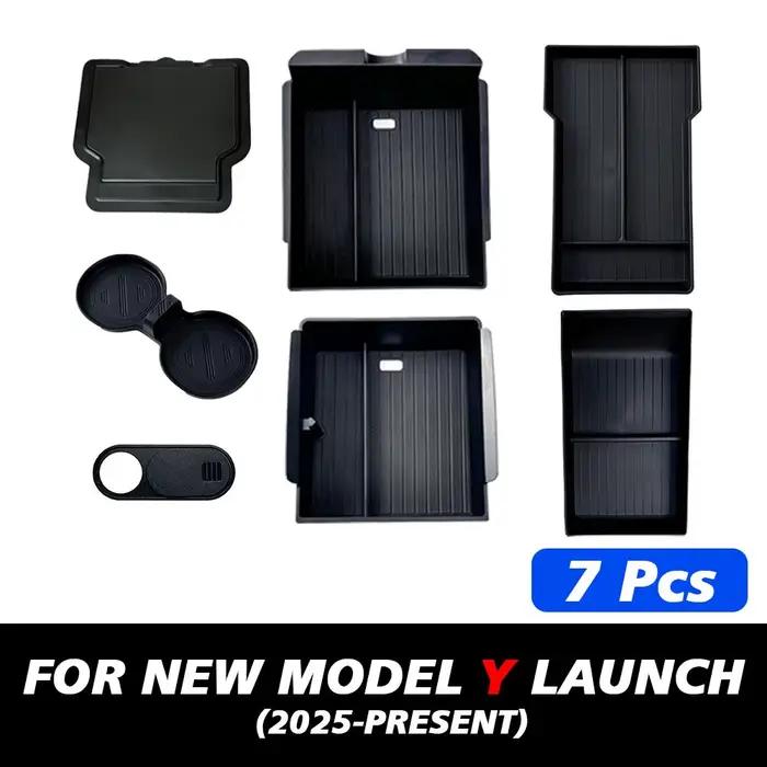 Pour Tesla Nouveau Modèle Y Launch Juniper : Tapis antidérapant en silicone ABS pour console et boîte de rangement