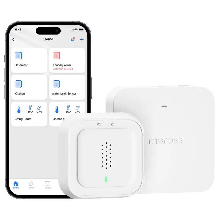 Meross Homekit capteur de fuite d'eau intelligent avec système d'alarme contrôle par application détecteur
