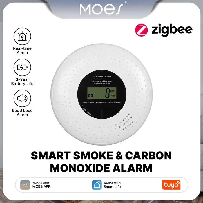 Détecteur de fumée et de monoxyde de carbone intelligent MOES Tuya Zigbee