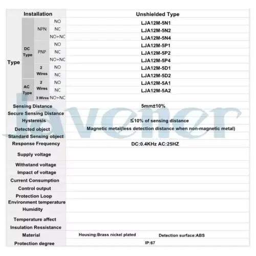 Commutateur de capteur de proximité à 2 fils NO/NC