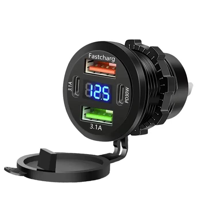 Prise de chargeur de voiture double type-c et double USB