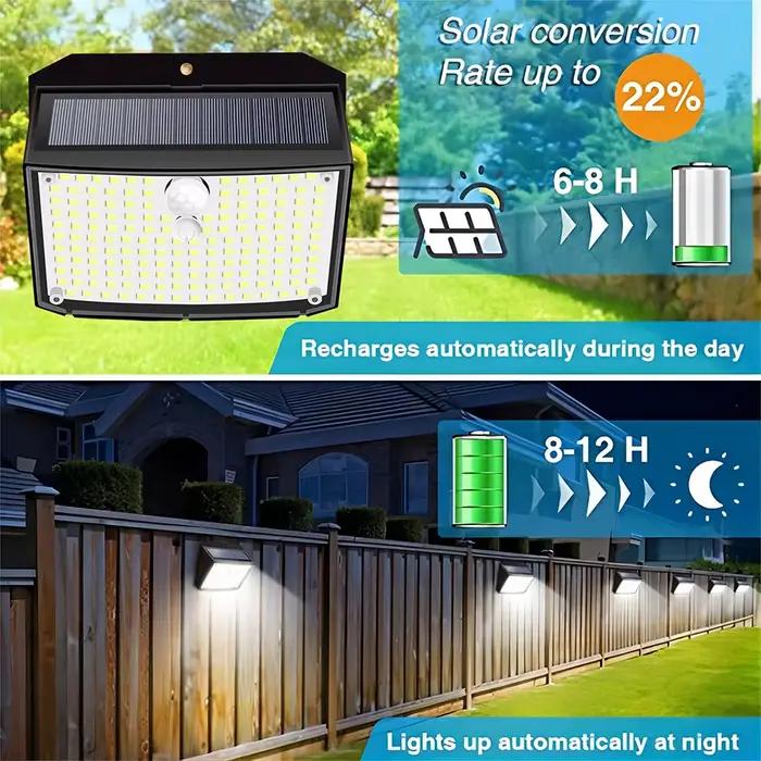Lampes solaires à détecteur de mouvement 158 LED avec 3 modes d'éclairage