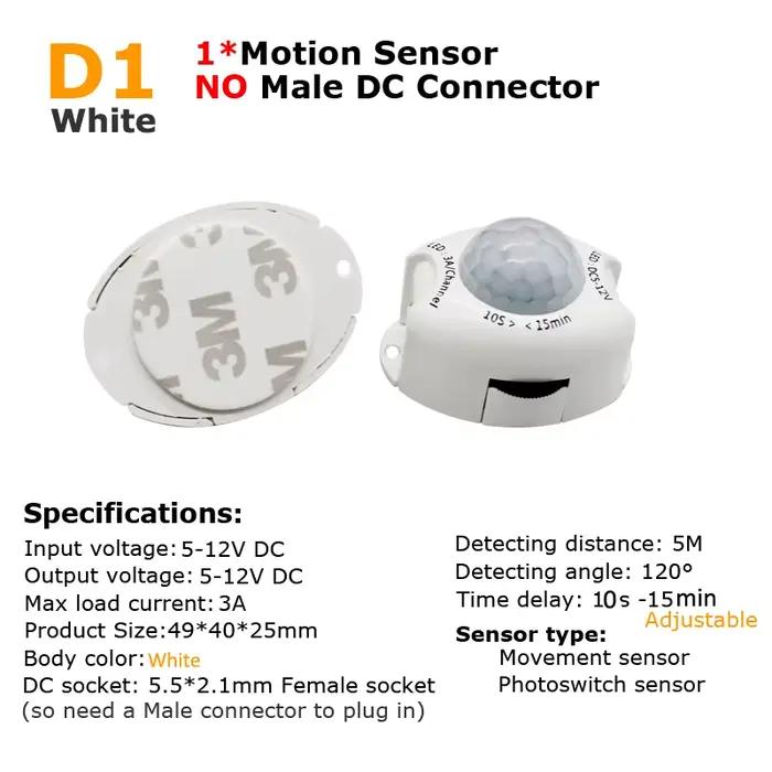 12V capteur de mouvement interrupteur de lumière 5V DC minuterie activée détecteur