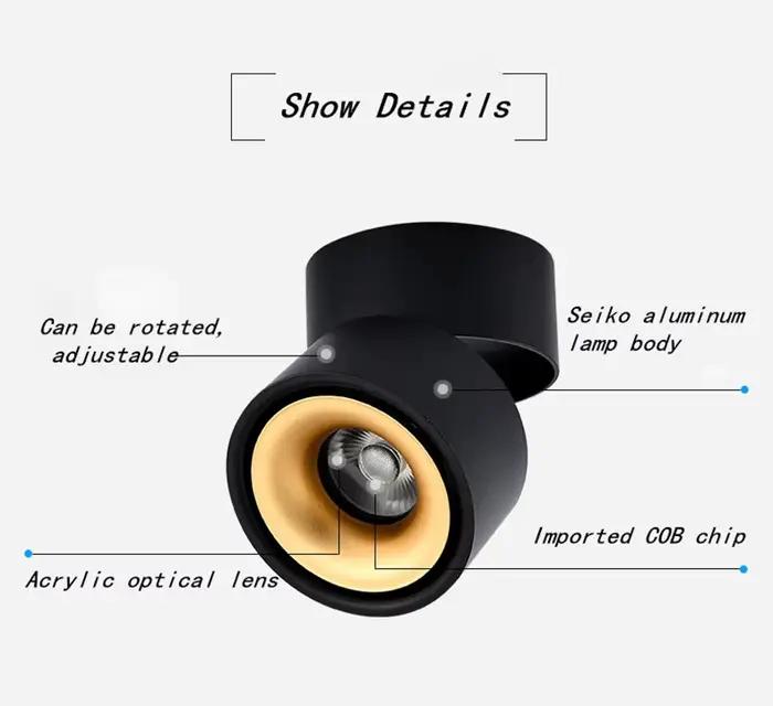 Spot lumineux Led encastré Plafond Led Downlight Surface COB 9W 12W 15W 18W plafonniers à intensité variable AC110 220v