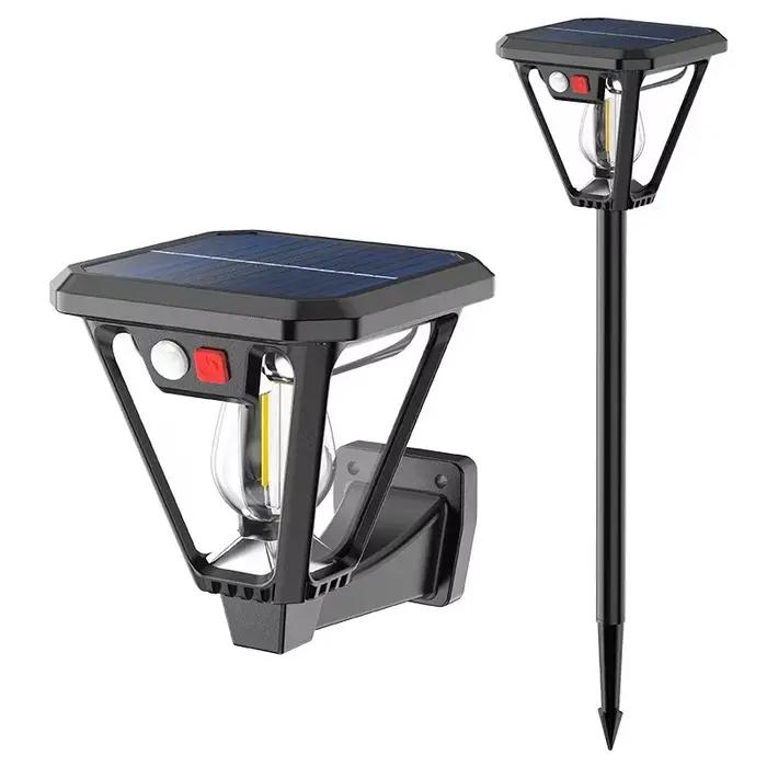 1/4 pièces capteur de mouvement solaire lumière extérieure éclairage étanche double usage lampe de pelouse et applique murale pour jardin ou porche