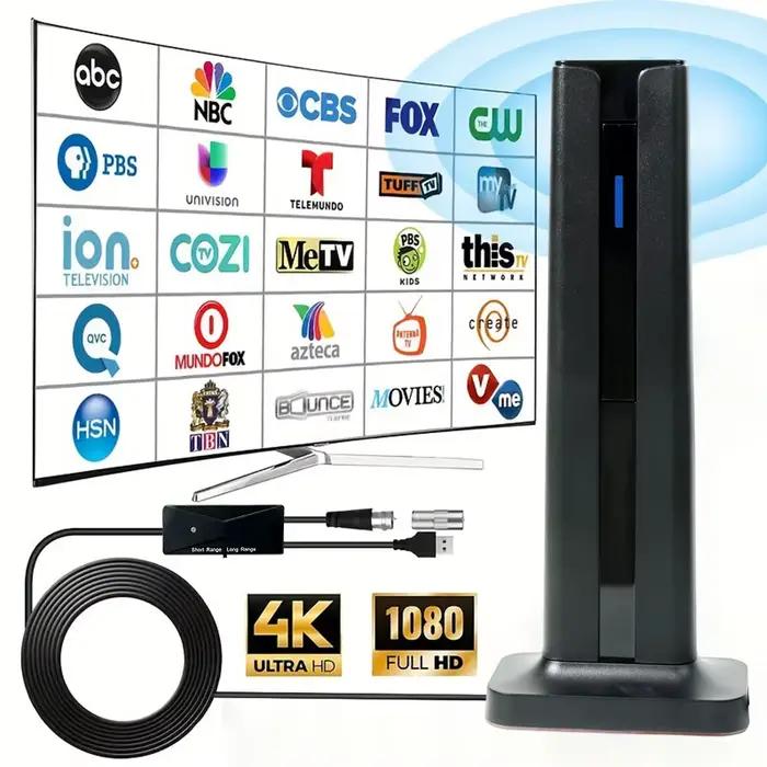 Antenne TV Intérieure TTAKA7 pour Téléviseurs Intelligents Haute Portée Numérique HD avec Amplificateur de Signal pour Canaux Locaux 4K 1080P Usage Intérieur et Extérieur Occasions Spéciales