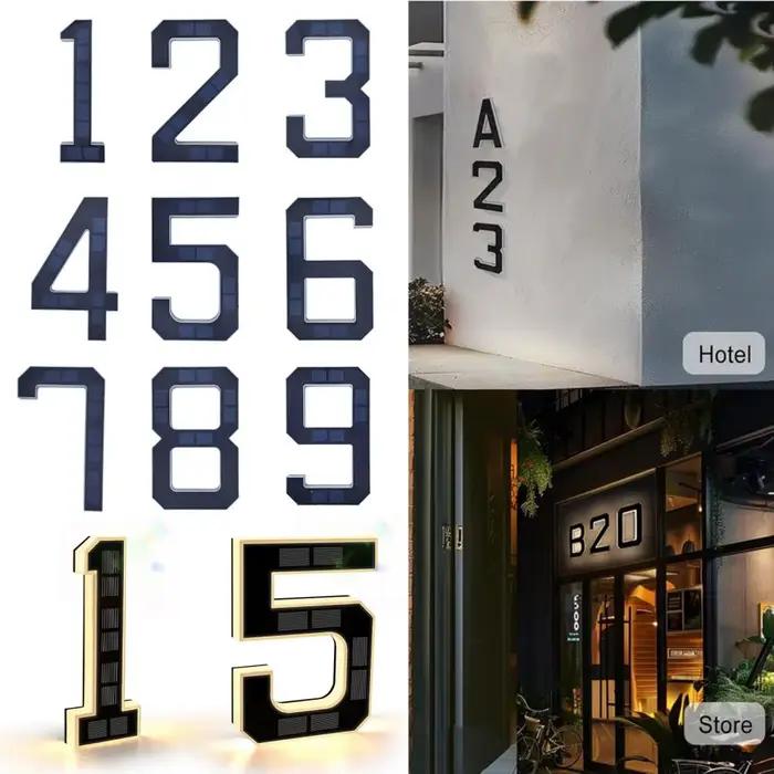 Plaque d'adresse solaire moderne à LED avec capteur de lumière