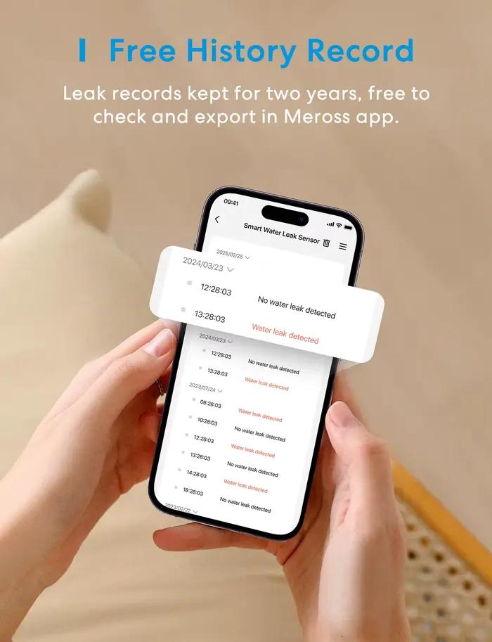 Meross Homekit capteur de fuite d'eau intelligent avec système d'alarme contrôle par application détecteur