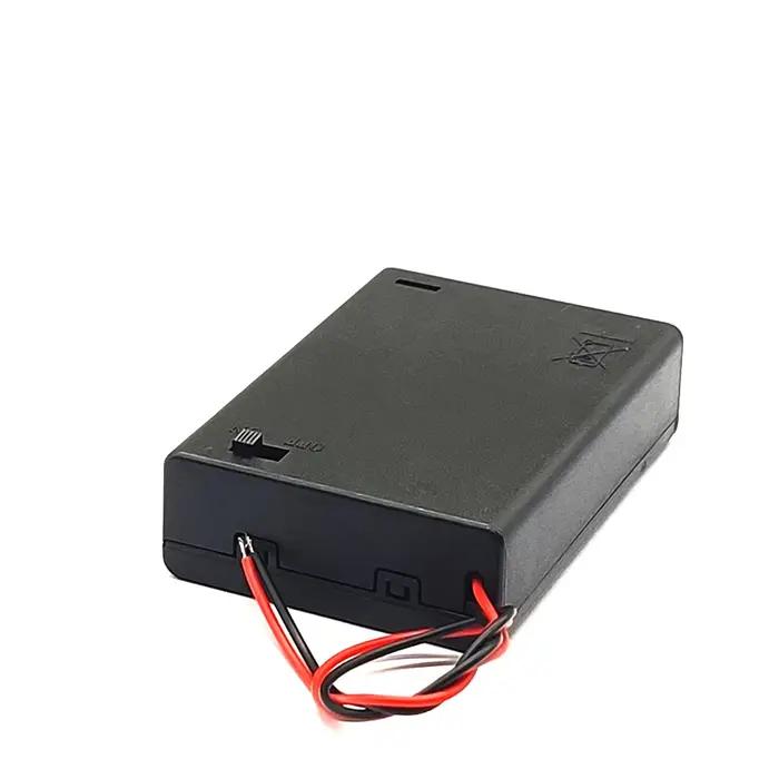 Support de batterie AA 1/2/3/4 emplacements, boîte de rangement de piles AA 1.5V/3V/4.5V/6V avec fils, interrupteur marche/arrêt, bouchon à vis, couvercle arrière