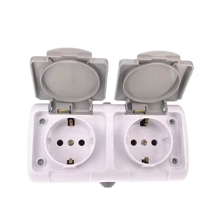 Allemagne prise européenne 2P + E IP54 Surface Type 2 Gang Schuko