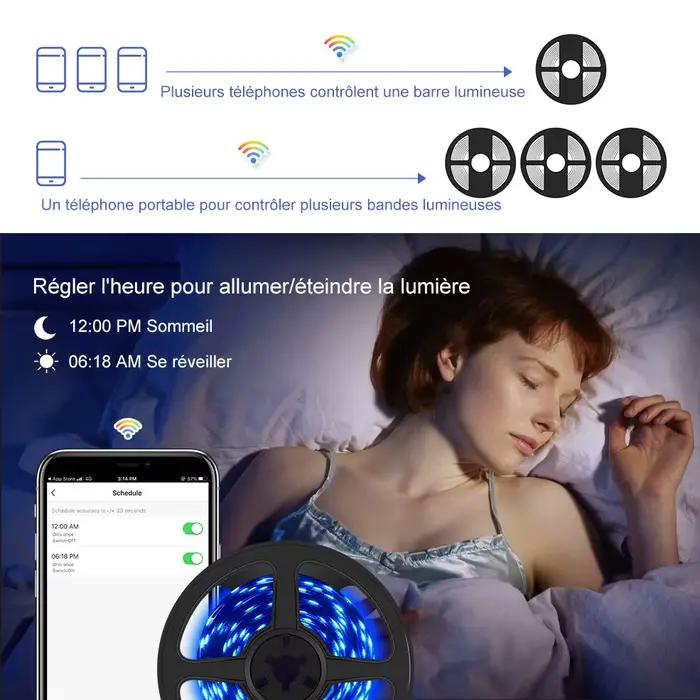 Intelligent A MENÉ LA Lumière De Bande 20M RVB 5050 Ruban Flexible DC12V Lumières LED 5M 10M 15M Fonctionne Avec Alexa