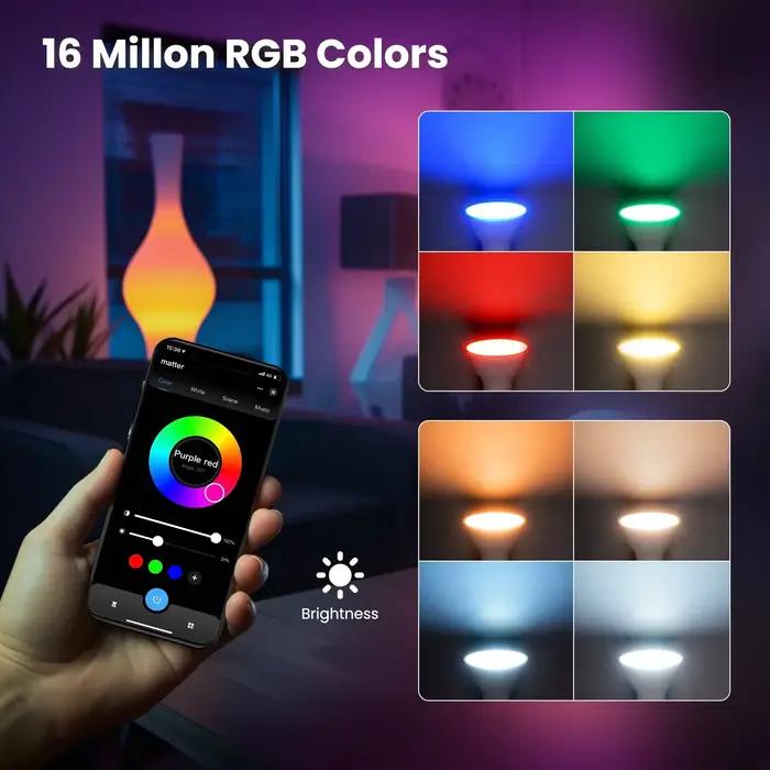 MOES Tuya Matter WiFi GU10 ampoule intelligente lumière LED à intensité variable 16 millions de couleurs rvb C + W lampe à bougie commande vocale Alexa Google Home