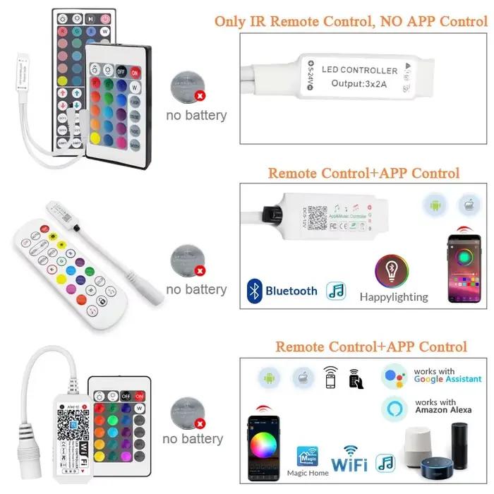 Bande lumineuse LED 12V 5050 2835 RGB auto-adhésive intelligente Wifi Bluetooth