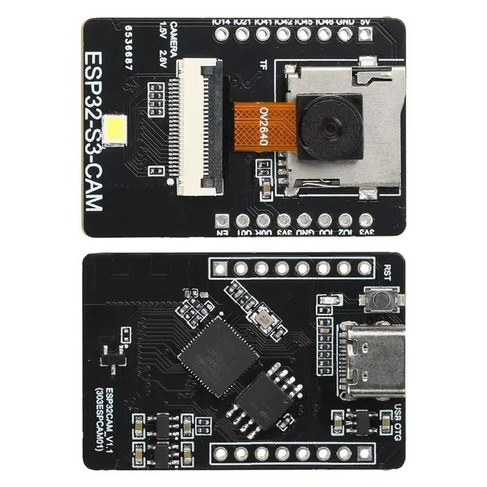 Carte de développement ESP32 S3 CAM WiFi BT avec Module de reconnaissance visuelle associé à une caméra OV2640 Type C