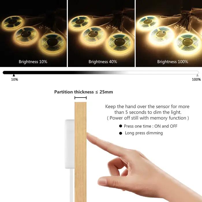 Dimmable LED armoire lumière COB bande cuisine étagère garde-manger vitrine chambre placard rétro-éclairage lampe main tactile capteur de mouvement interrupteur