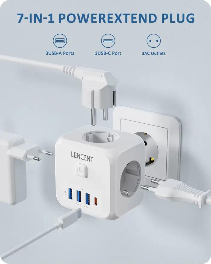 LENCENT Prise USB prises de dés EU