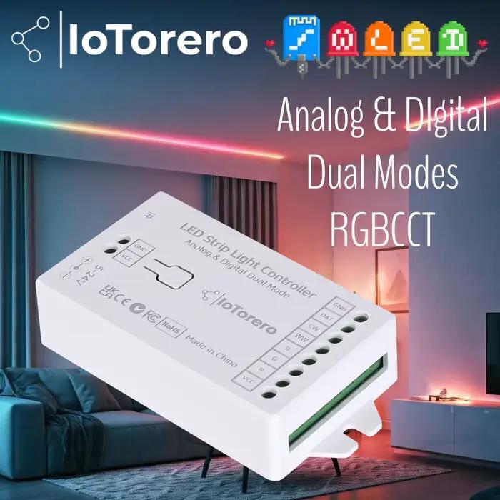 Contrôleur de bande LED IoTorero WLED PWM RGBCCT et adressable en mode double fonctionne avec Home Assistant