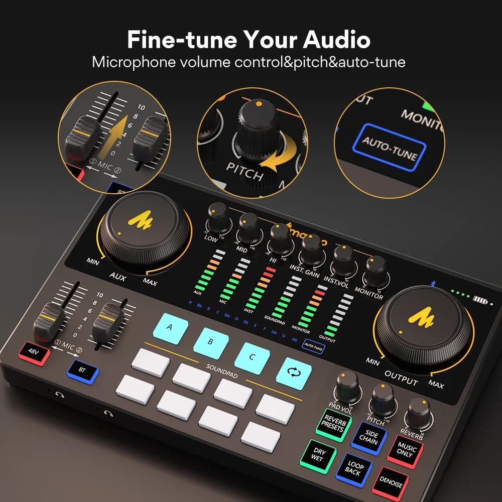 Carte son Maonocaster AME2, interface audio Maonocaster, équipement de podcast, mixeur tout-en-un po