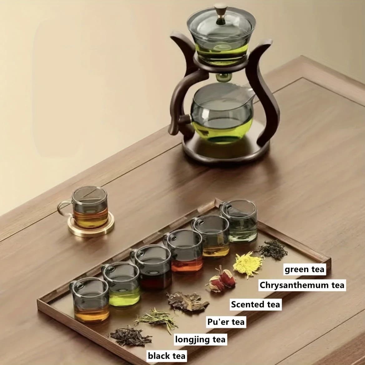 Paresseux Kung Fu service à thé en verre semi-automatique goutte à goutte avec infuseur ensemble de 