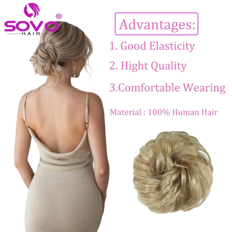 100% cheveux humains chignon vrais cheveux chignon Extensions cheveux naturels brun cheveux désordre