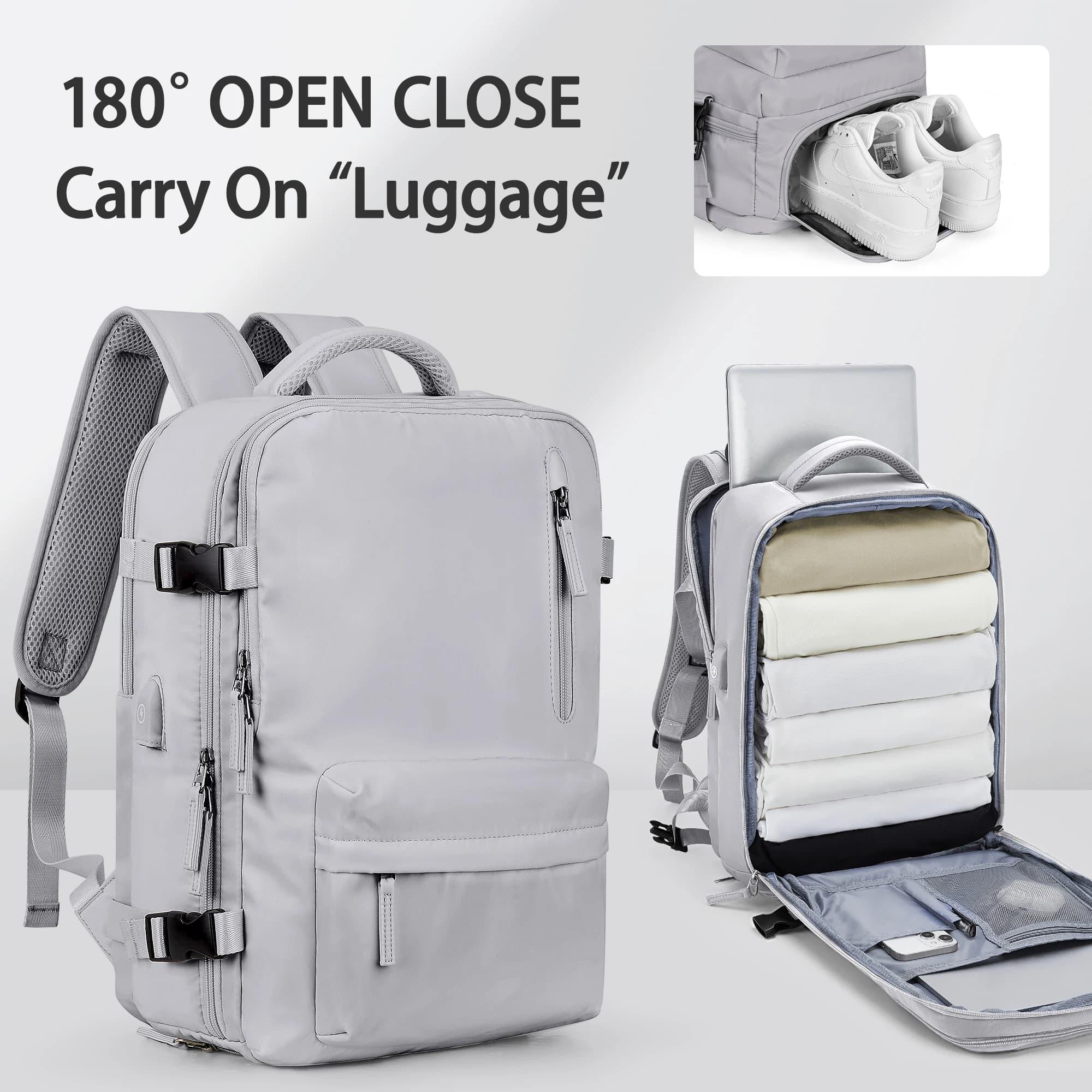 Sac à dos en nylon, sac à dos de voyage d'affaires avec port USB pour femmes et hommes, sac à dos an