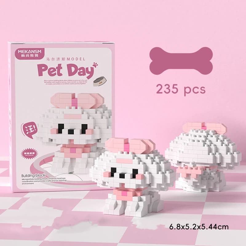18 nouveaux poupées d'animaux chat et chien, blocs de construction éducatifs pour enfants, jouets ad