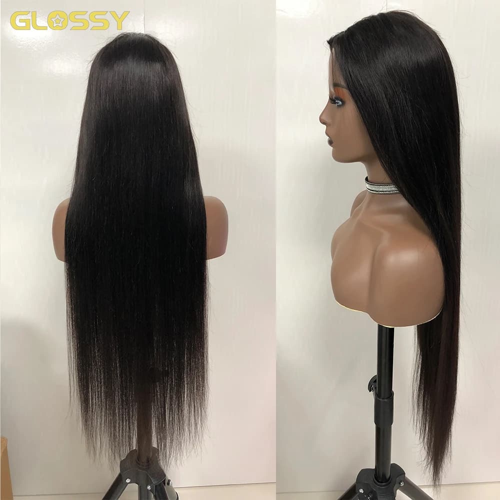 Perruque Brésilienne Naturelle Sans Colle, Cheveux Lisses, Prêt à vitation, 30 Pouces, Densité 250, 